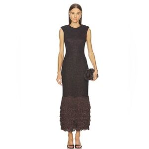 Aje Breeze Knit Midi Dress in Chocolate